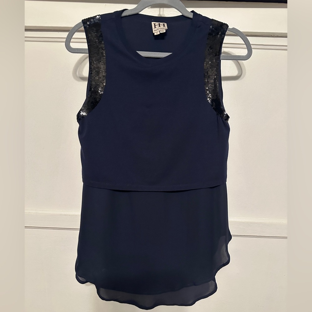 Haute Hippie Blue&Black Sleeveless top with sequin and detail